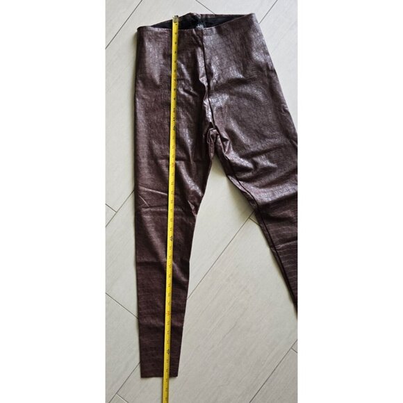 OOKIE & LALA Brown High Rise Skinny Snakeskin Leather Pants - Picture 4 of 5
